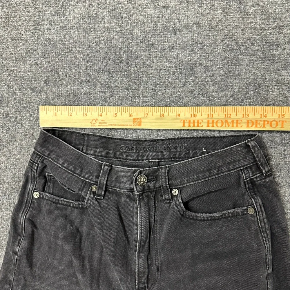American Eagle Jeans Womens Size 6 Short Black Mom Distressed Ripped Knee Raw